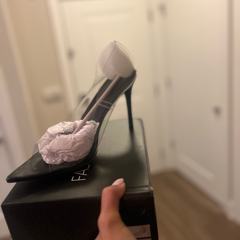 Clear black heels